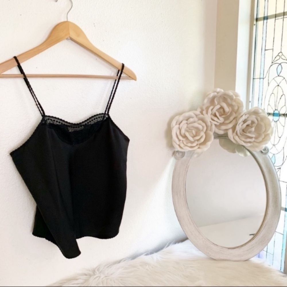 Black camisole with lace trim